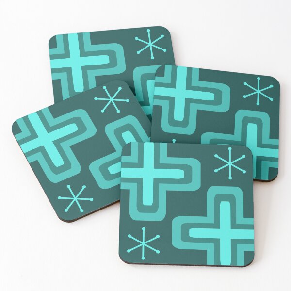 Item preview, Mid Century Modern Crosses Teal designed and sold by thepixelgarden.
