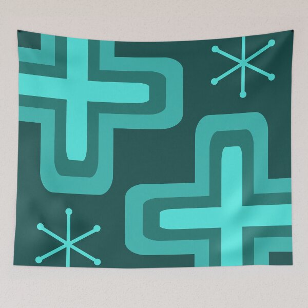 Item preview, Mid Century Modern Crosses Teal designed and sold by thepixelgarden.