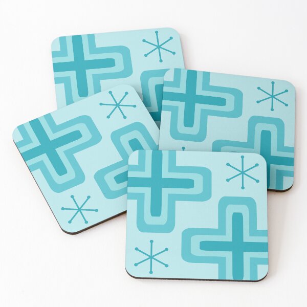 Item preview, Mid Century Modern Crosses Turquoise designed and sold by thepixelgarden.