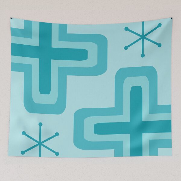 Item preview, Mid Century Modern Crosses Turquoise designed and sold by thepixelgarden.