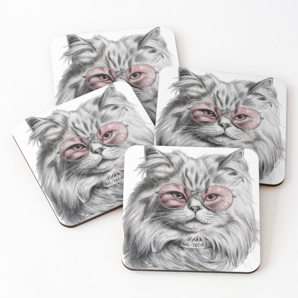 Artikelvorschau, NIL-Tech Cool Cat Skizze mit Pinken Sonnenbrillen - Trendige Katzenkunst entworfen und verkauft von NIL-Tech.