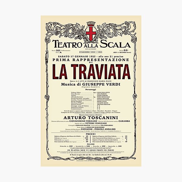 Item preview, Vintage-Style La Scala La Traviata Opera Poster designed and sold by travelwitheric.