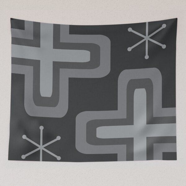Item preview, Mid Century Modern Crosses Dark Gray designed and sold by thepixelgarden.