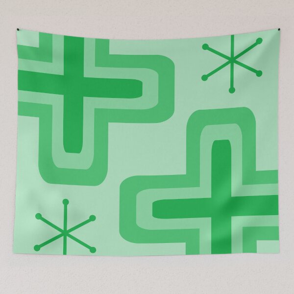 Item preview, Mid Century Modern Crosses Green designed and sold by thepixelgarden.