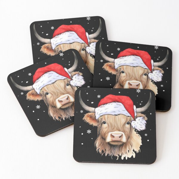 Item preview, Xmas Scottish Highland Cow Christmas Santa Hat men women kids  designed and sold by Taylor  ART.