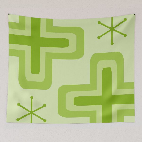 Item preview, Mid Century Modern Crosses Chartreuse designed and sold by thepixelgarden.