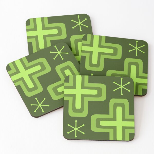 Item preview, Mid Century Modern Crosses Olive Green designed and sold by thepixelgarden.