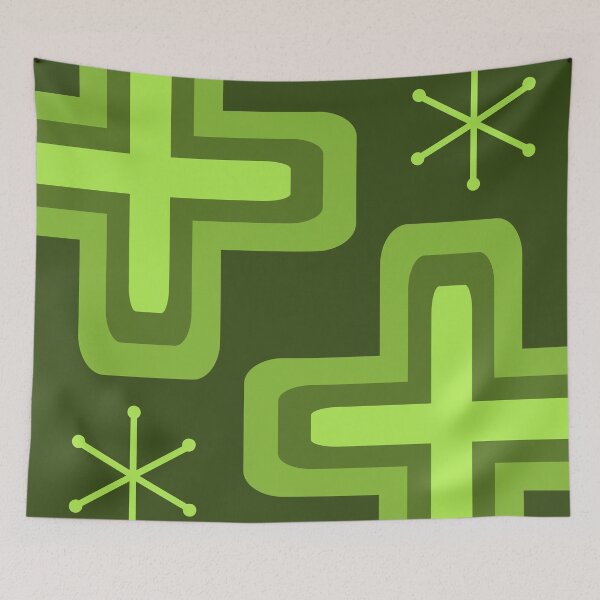 Item preview, Mid Century Modern Crosses Olive Green designed and sold by thepixelgarden.