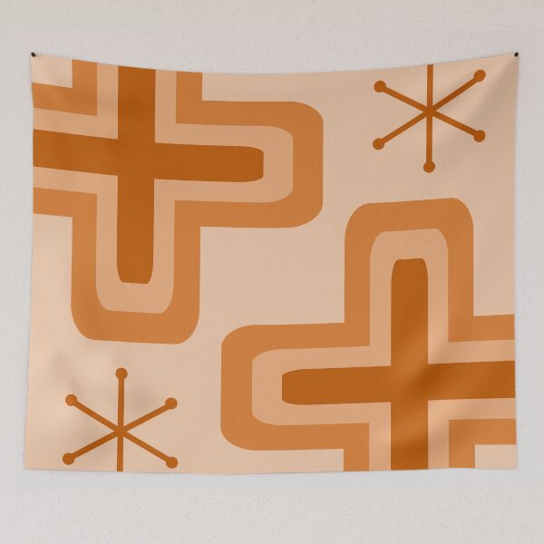 Item preview, Mid Century Modern Crosses Light Orange designed and sold by thepixelgarden.