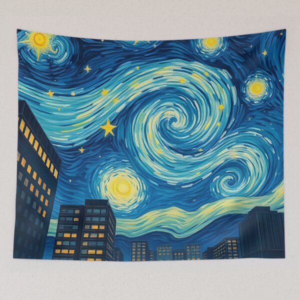 Item preview, Swirling Skies Above the City designed and sold by ArtComixHaven.