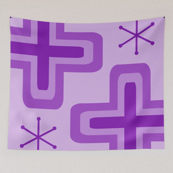 Item preview, Mid Century Modern Crosses Purple designed and sold by thepixelgarden.