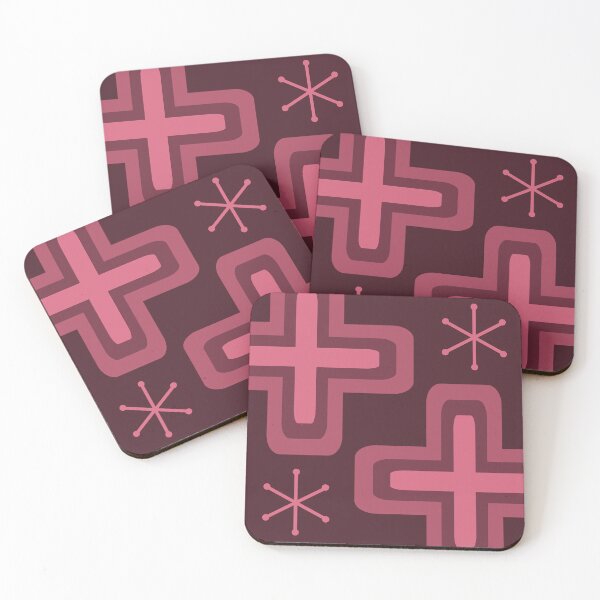 Item preview, Mid Century Modern Crosses Dark Red designed and sold by thepixelgarden.