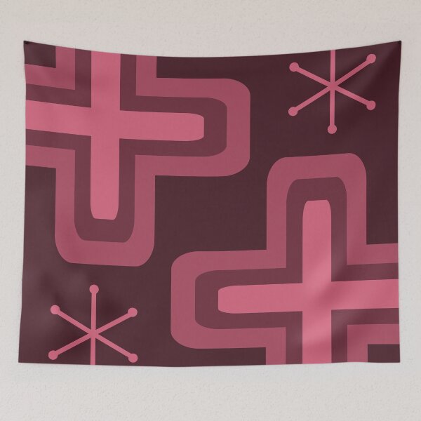 Item preview, Mid Century Modern Crosses Dark Red designed and sold by thepixelgarden.
