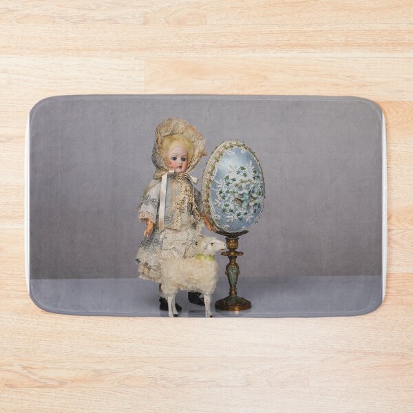 Item preview, Blue Easter egg with lace and embroidery on a white table designed and sold by Cinzia Murgia.
