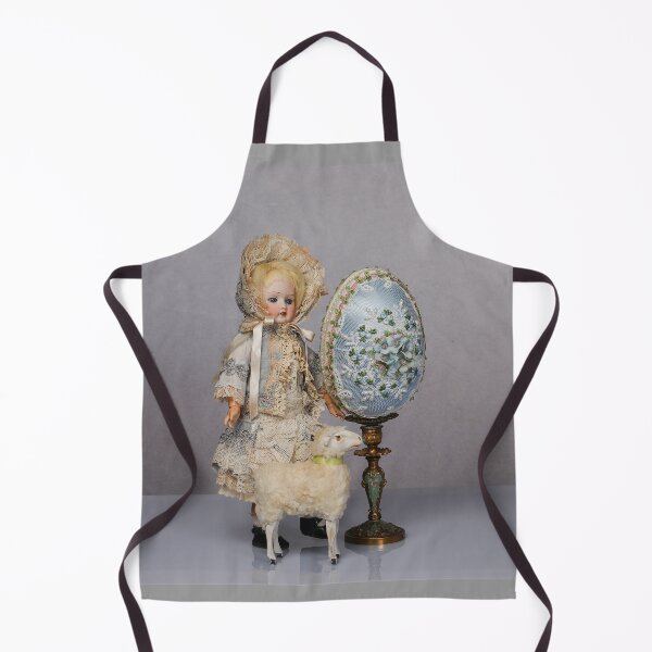Item preview, Blue Easter egg with lace and embroidery on a white table designed and sold by Cinzia Murgia.