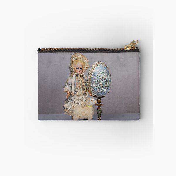 Item preview, Blue Easter egg with lace and embroidery on a white table designed and sold by Cinzia Murgia.
