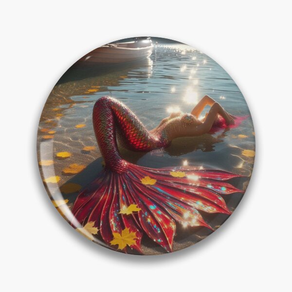 Item preview, Astonishing Red Mermaids In the lake of Yellow Trees designed and sold by piscesmermaid.