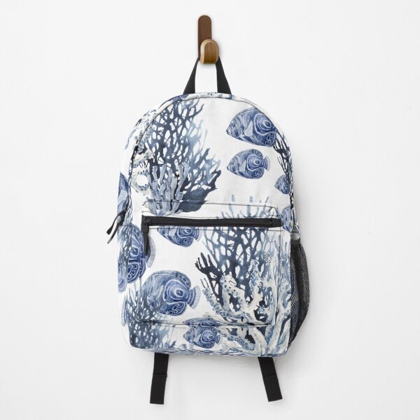 Item preview, Navy Blue Fish Coral Reef Nautical Beach Pattern designed and sold by SeaStarAlex.