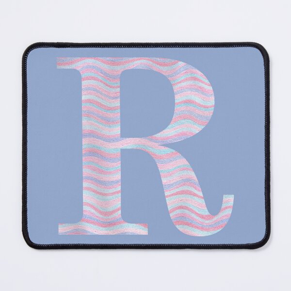 Item preview, Initial R Rose Quartz And Serenity Pink Blue Wavy Lines designed and sold by theartofvikki.