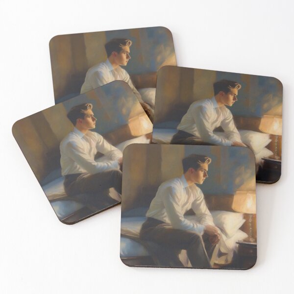 Item preview, Young man thinking on his bed designed and sold by MoodyFrames.