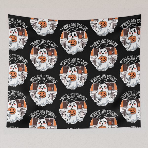 Item preview, Teacher Halloween Trick Or Teach Cute Ghost Coffe Pumpkins designed and sold by ArtFeverShop.