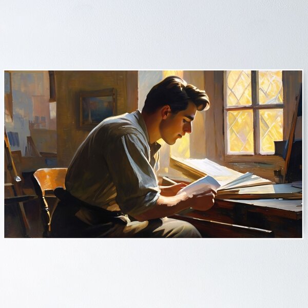 Item preview, Young man studying diligently designed and sold by MoodyFrames.