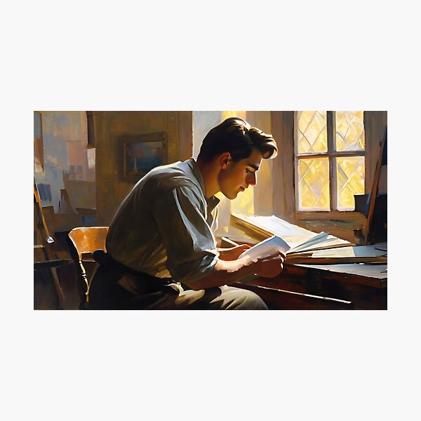Item preview, Young man studying diligently designed and sold by MoodyFrames.