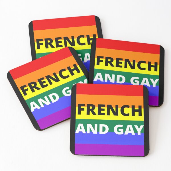 Item preview, FRENCH AND GAY on rainbow background designed and sold by uniqueitems.