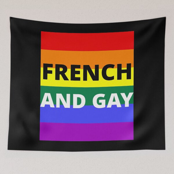 Item preview, FRENCH AND GAY on rainbow background designed and sold by uniqueitems.