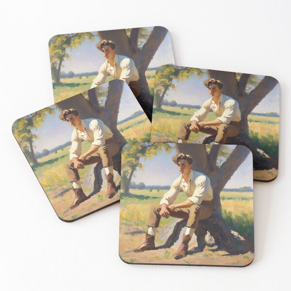 Item preview, Young man posing on a stump in the sun designed and sold by MoodyFrames.