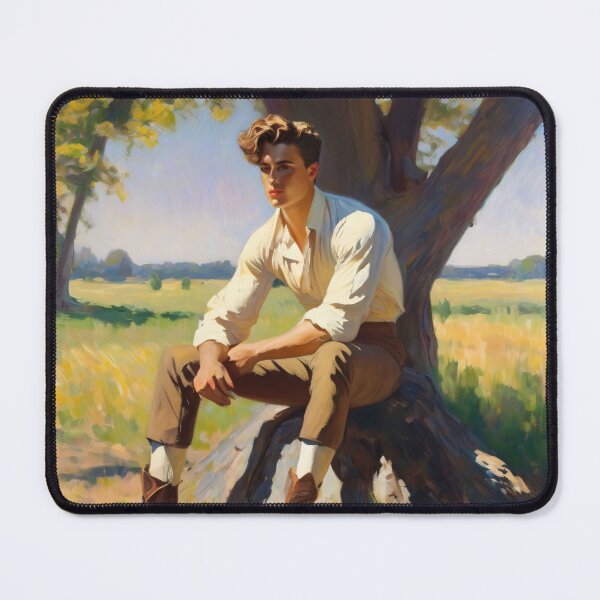 Item preview, Young man posing on a stump in the sun designed and sold by MoodyFrames.