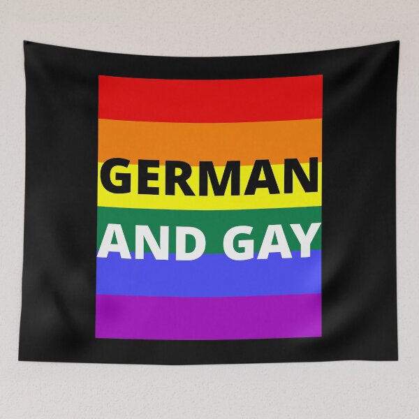 Item preview, GERMAN AND GAY on rainbow background designed and sold by uniqueitems.