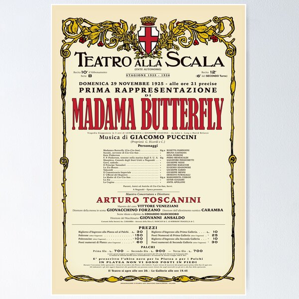 Item preview, Vintage-Style La Scala Madame Butterfly Opera Poster designed and sold by travelwitheric.