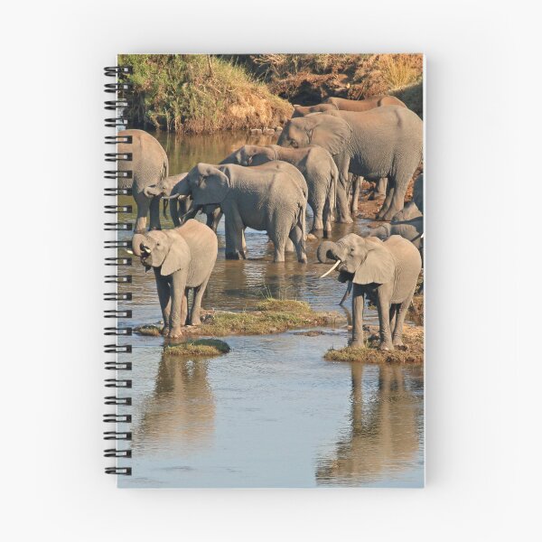 Item preview, African Elephant herd on river designed and sold by Ashley Crookes.