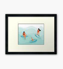 Surfing girls Framed Print