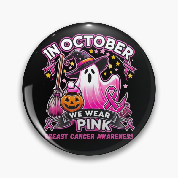 Item preview, In October We Wear Pink Ghost Witch Breast Cancer Awareness  designed and sold by SztylishDesigns.