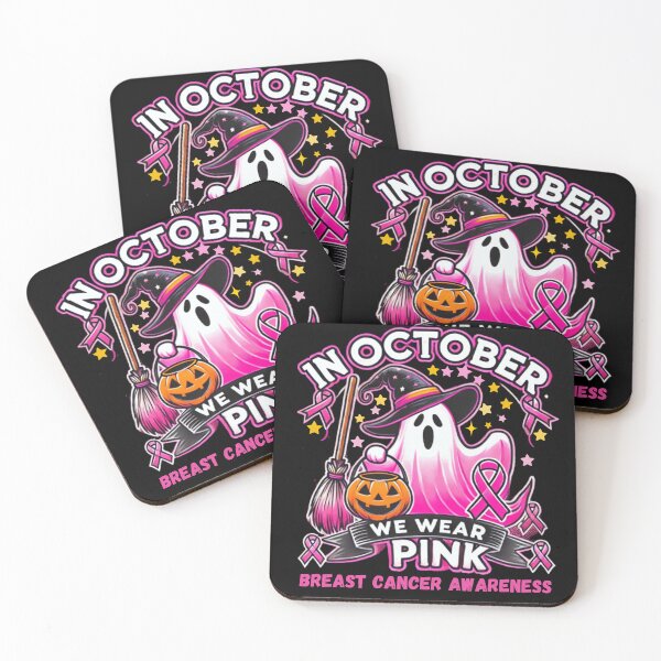 Item preview, In October We Wear Pink Ghost Witch Breast Cancer Awareness  designed and sold by SztylishDesigns.