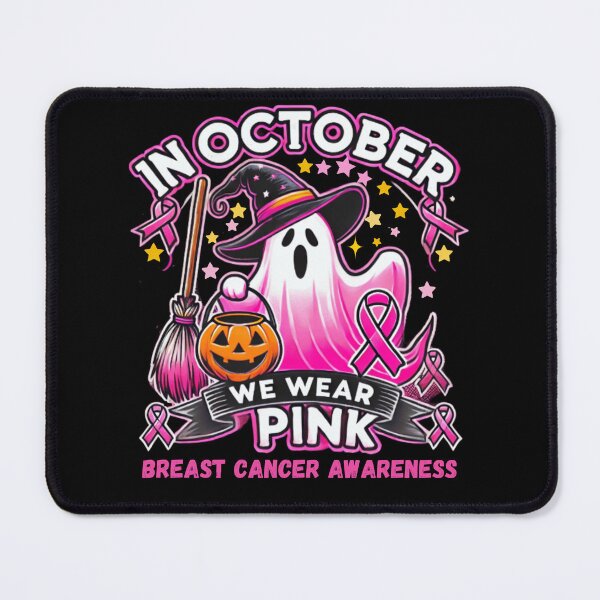 Item preview, In October We Wear Pink Ghost Witch Breast Cancer Awareness designed and sold by SztylishDesigns.