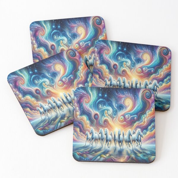 Item preview, White Horse Herd in the Surf designed and sold by PamsAIArt.
