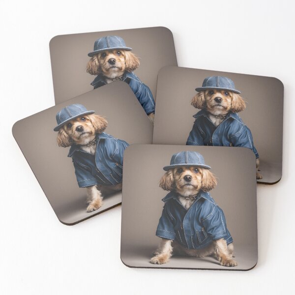 Item preview, The Gangsta Collection: Fashionable Cocker Spaniel in Denim Jacket and Cap designed and sold by The Printery.