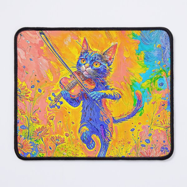 Item preview, Vibrant Cat Playing Violin Artwork designed and sold by blackhalt.