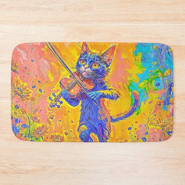 Item preview, Vibrant Cat Playing Violin Artwork designed and sold by blackhalt.