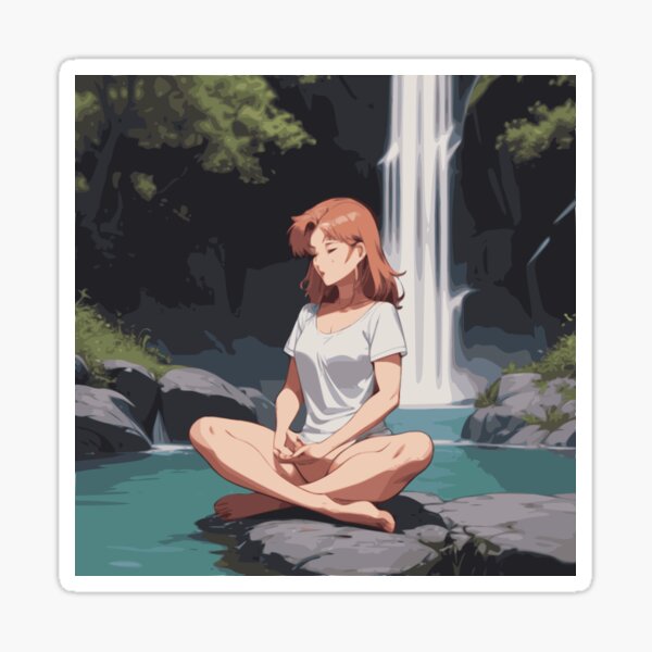 Relaxation: “Tranquil Spa with Candles and Waterfall” Sticker