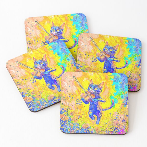 Item preview, Copy of Vibrant Cat Playing Violin Artwork #2 designed and sold by blackhalt.
