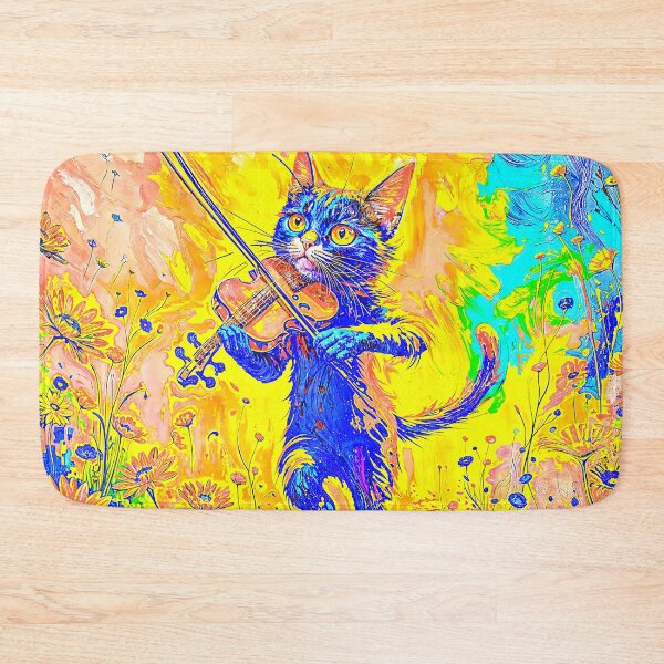 Item preview, Copy of Vibrant Cat Playing Violin Artwork #2 designed and sold by blackhalt.
