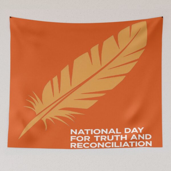 Item preview, Orange Background Feather Symbol for Truth and Reconciliation designed and sold by InspiredCreatives.