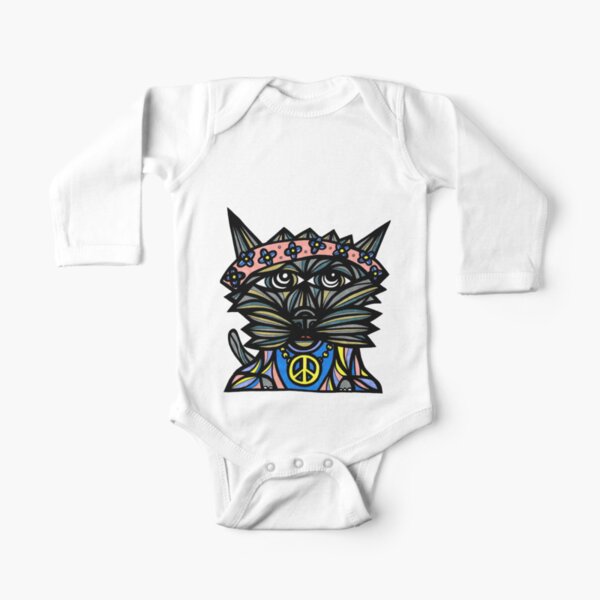 "Peace Kat" Long Sleeve Baby One-Piece