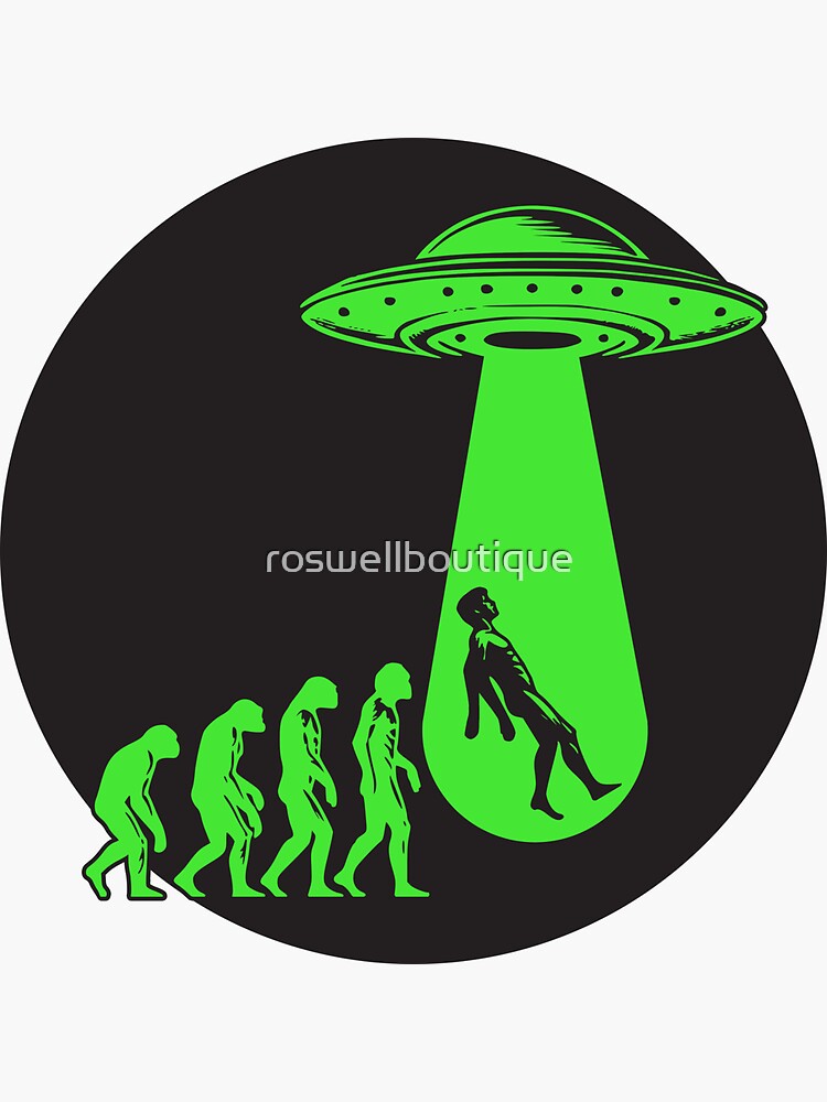 Thumbnail 3 of 3, Sticker, UFO Evolution Step designed and sold by roswellboutique.