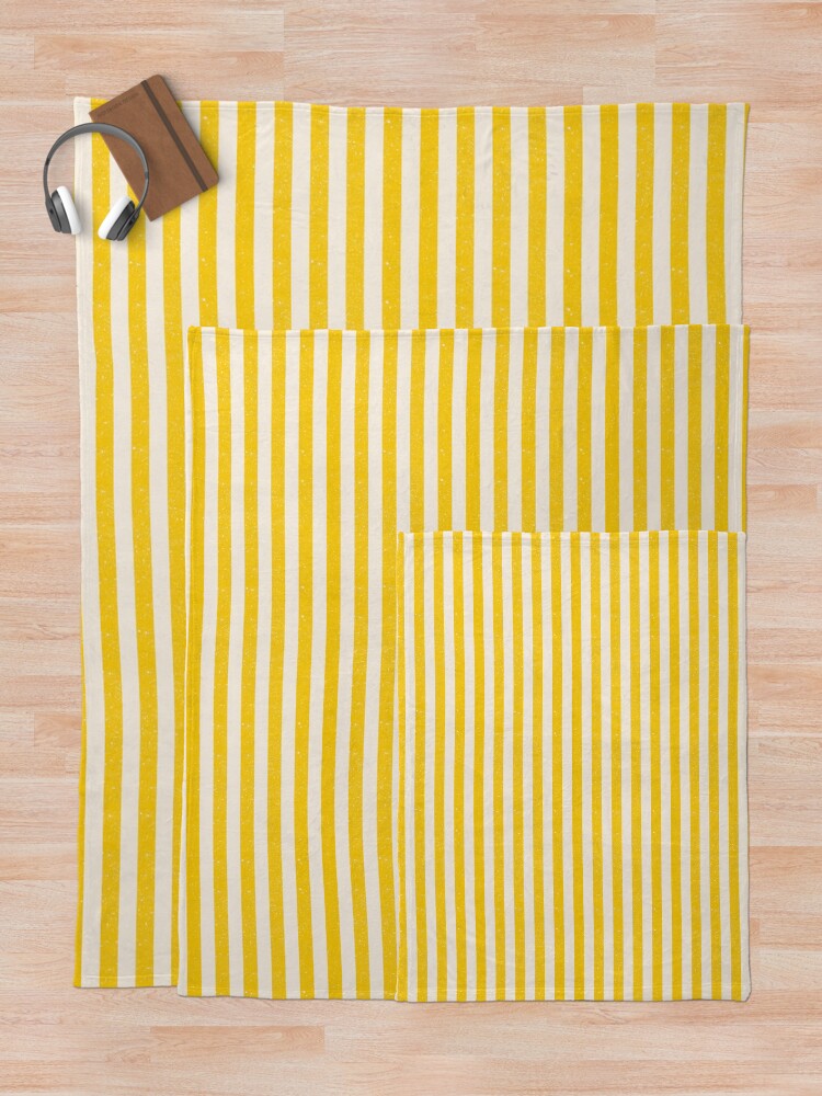 Thumbnail 5 of 6, Throw Blanket, Rustic textured stripes - Yellow and white designed and sold by natalisapattern.