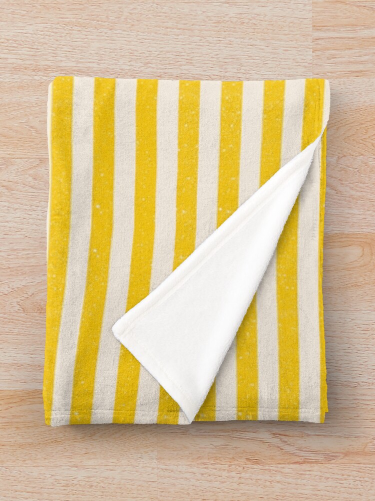 Thumbnail 3 of 6, Throw Blanket, Rustic textured stripes - Yellow and white designed and sold by natalisapattern.